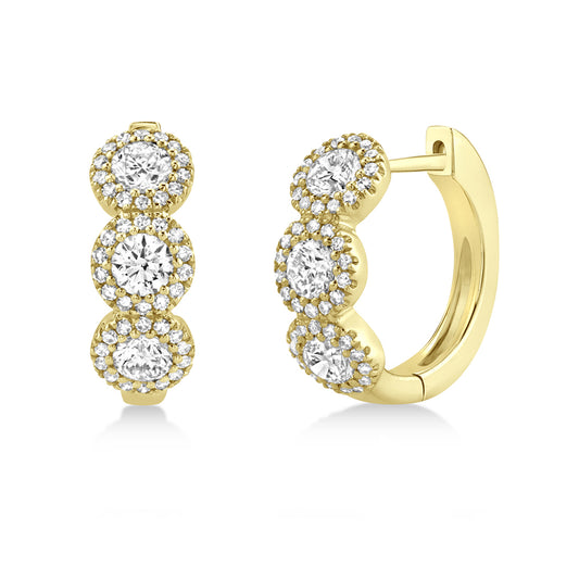 Diamond Halo Style Huggie Earrings