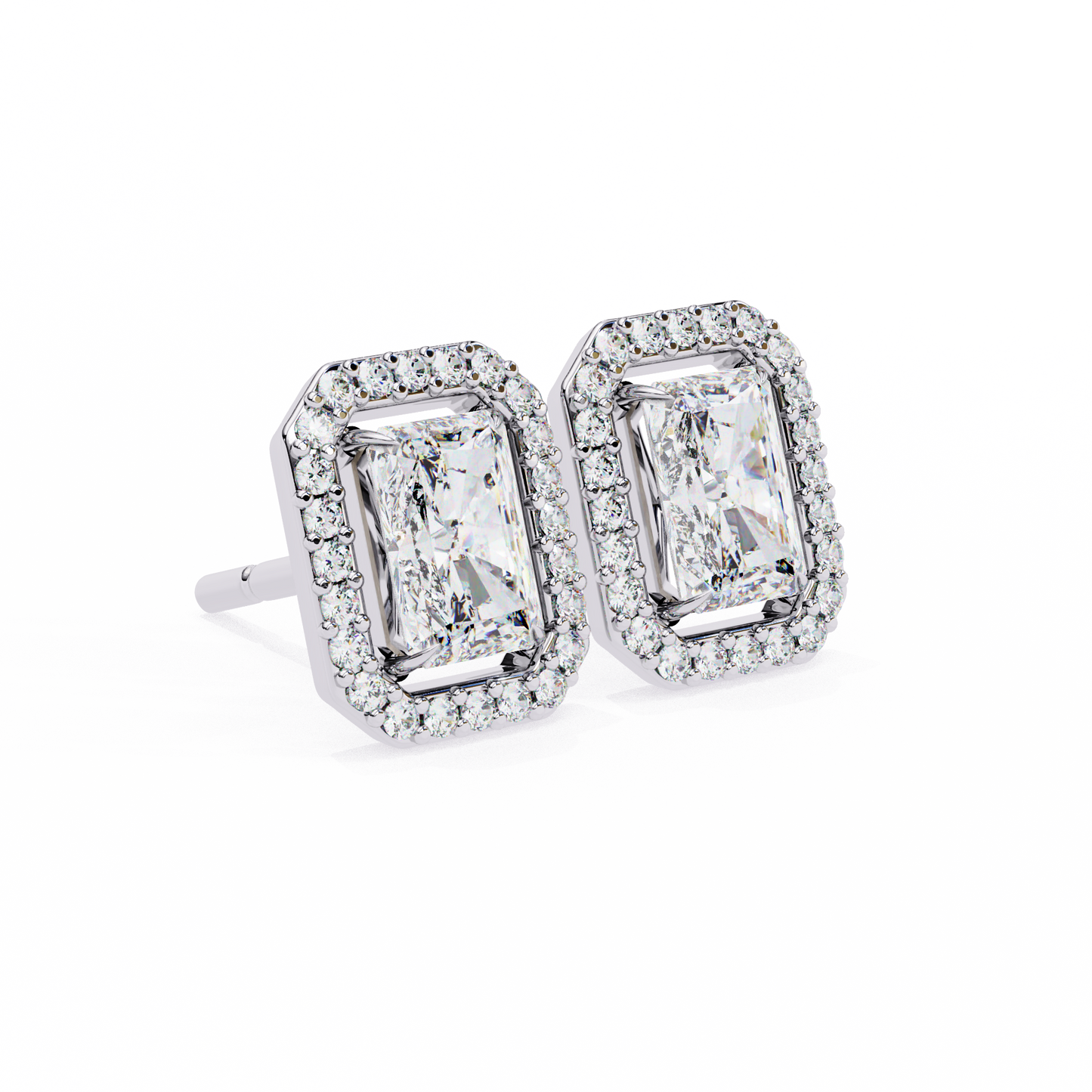 Radiant Solitaire Studs with Halo