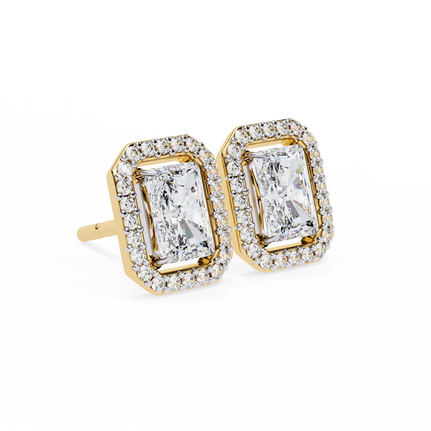 Radiant Solitaire Studs with Halo