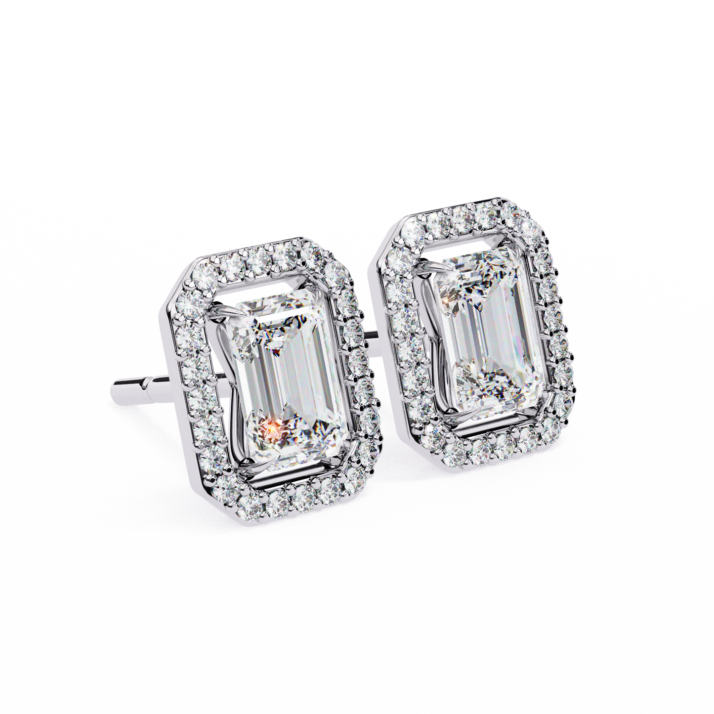 Emerald Solitaire Studs with Halo