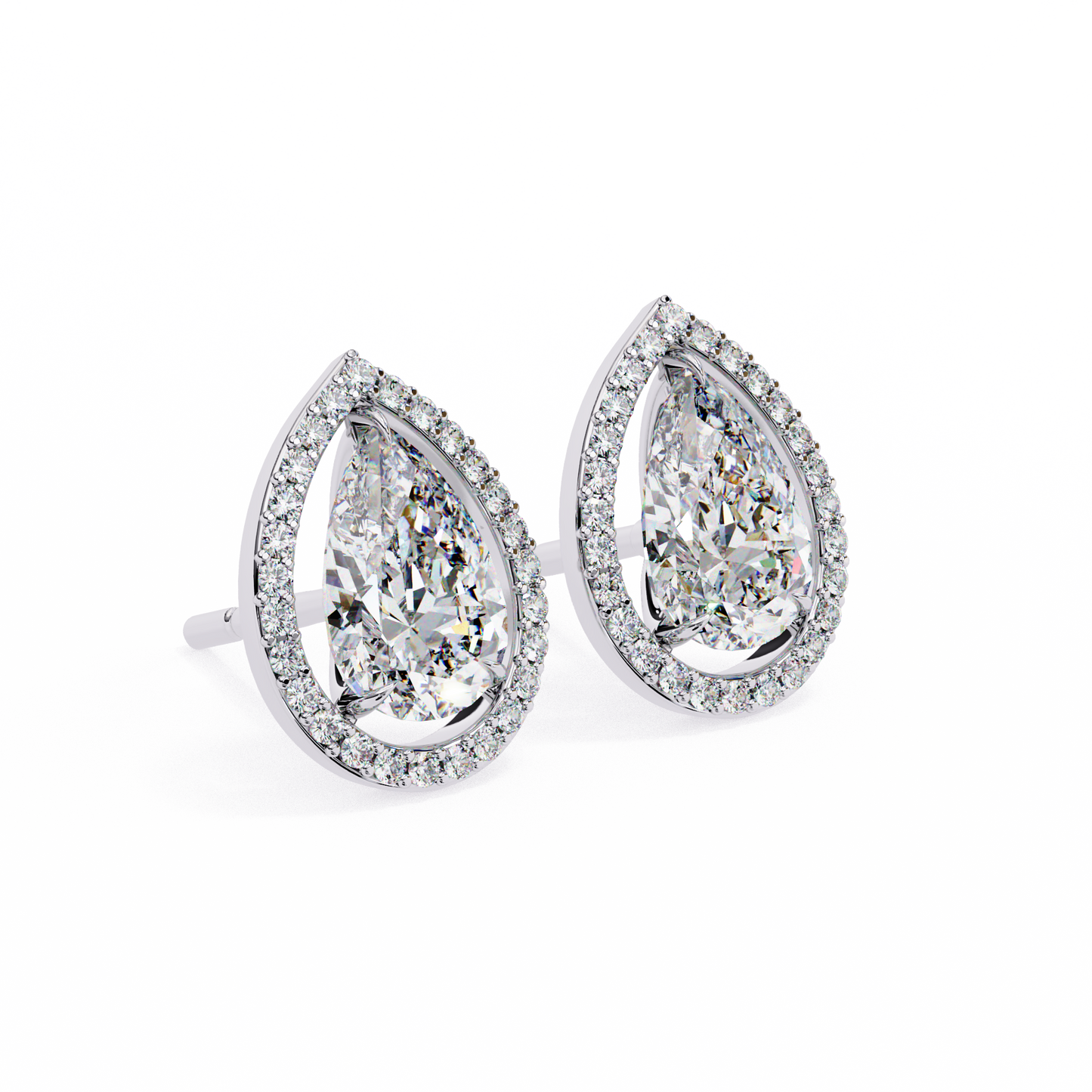 Pear Solitaire Studs with Halo