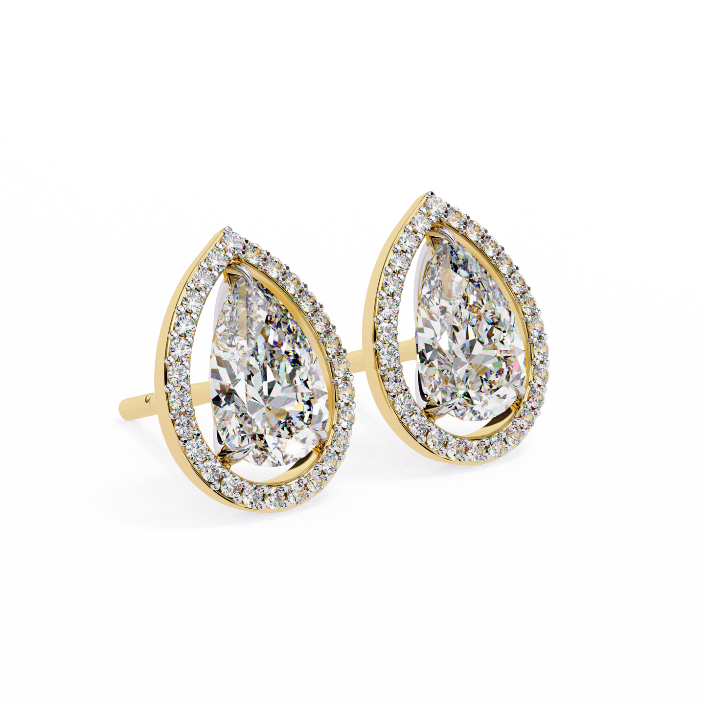 Pear Solitaire Studs with Halo