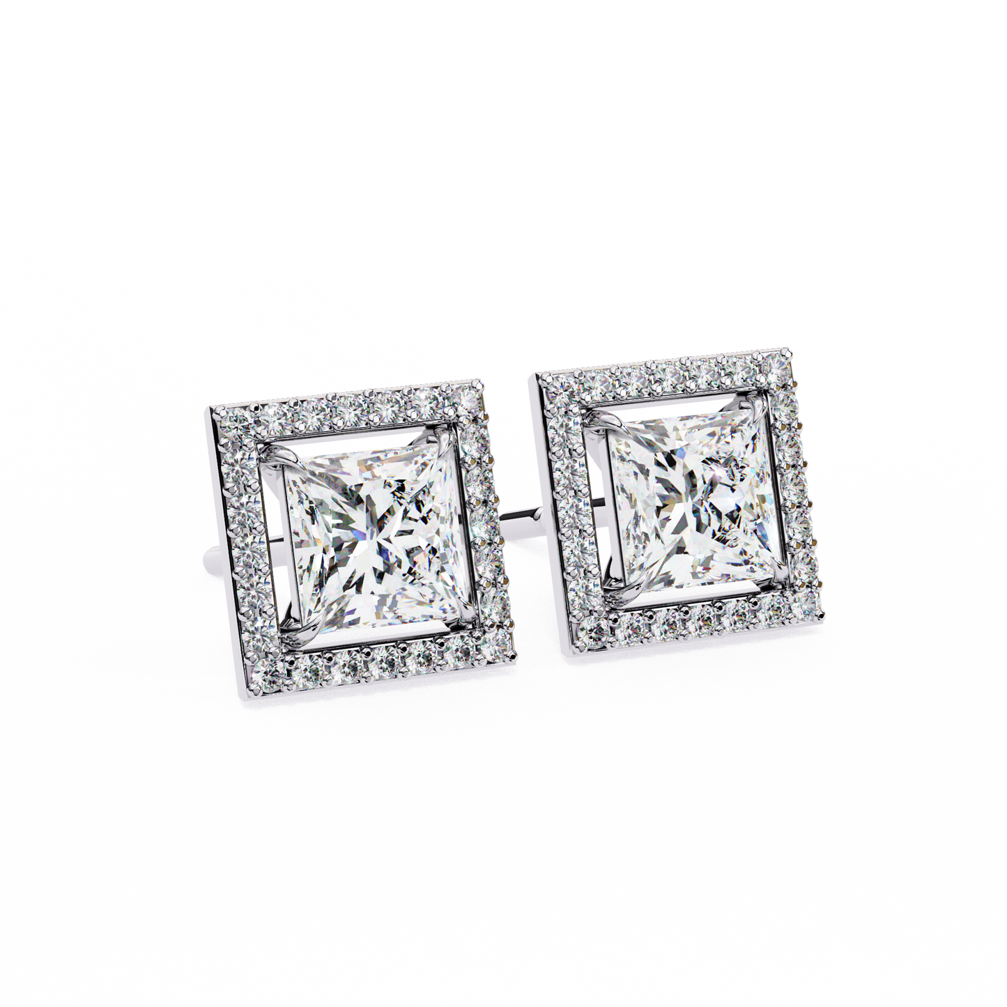 Princess Solitaire Studs with Halo