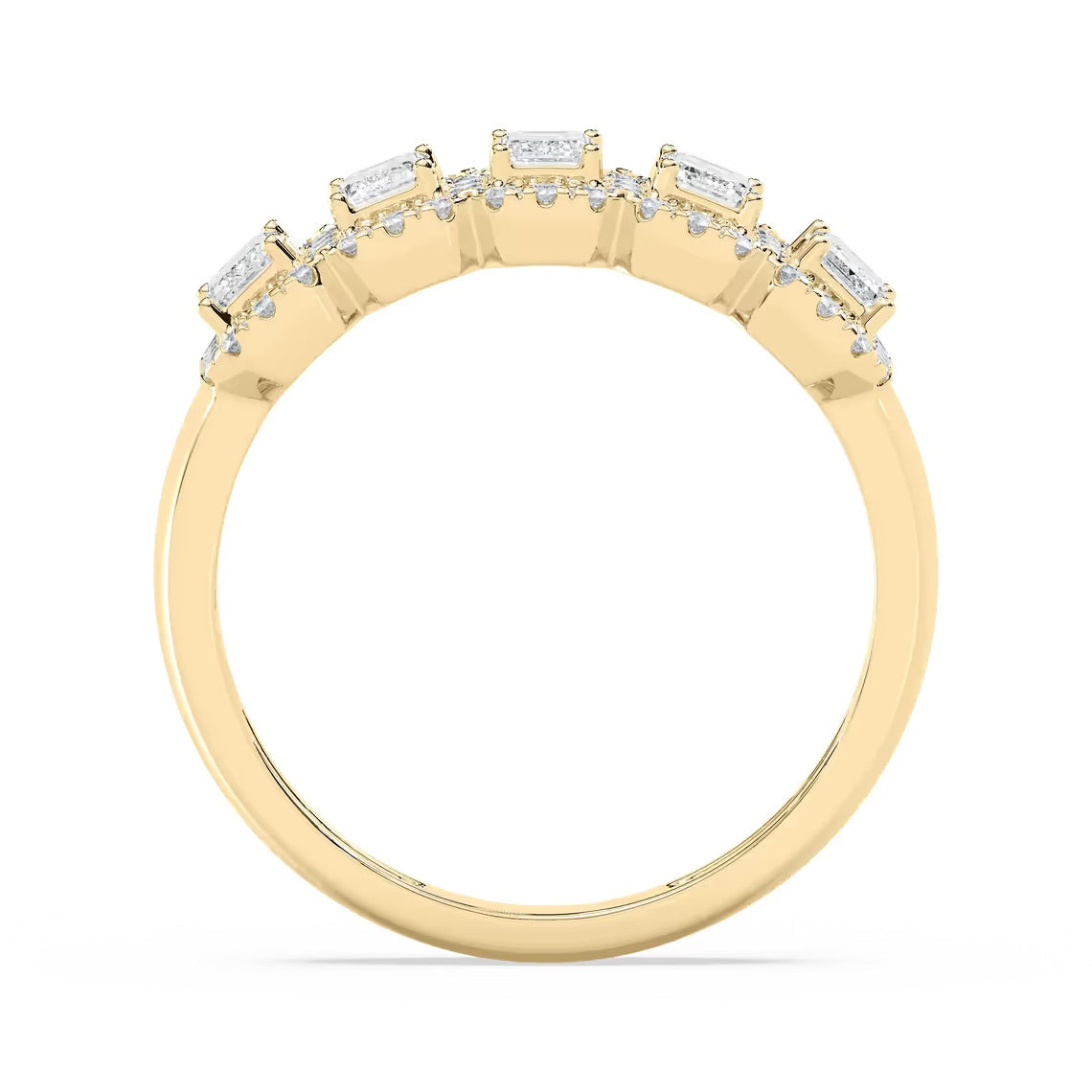 5 Stone Emerald Halo Band