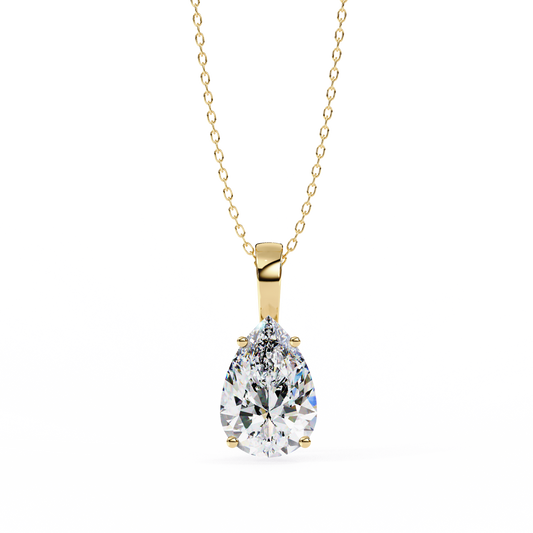 Pear Solitaire Pendant (Without Chain)