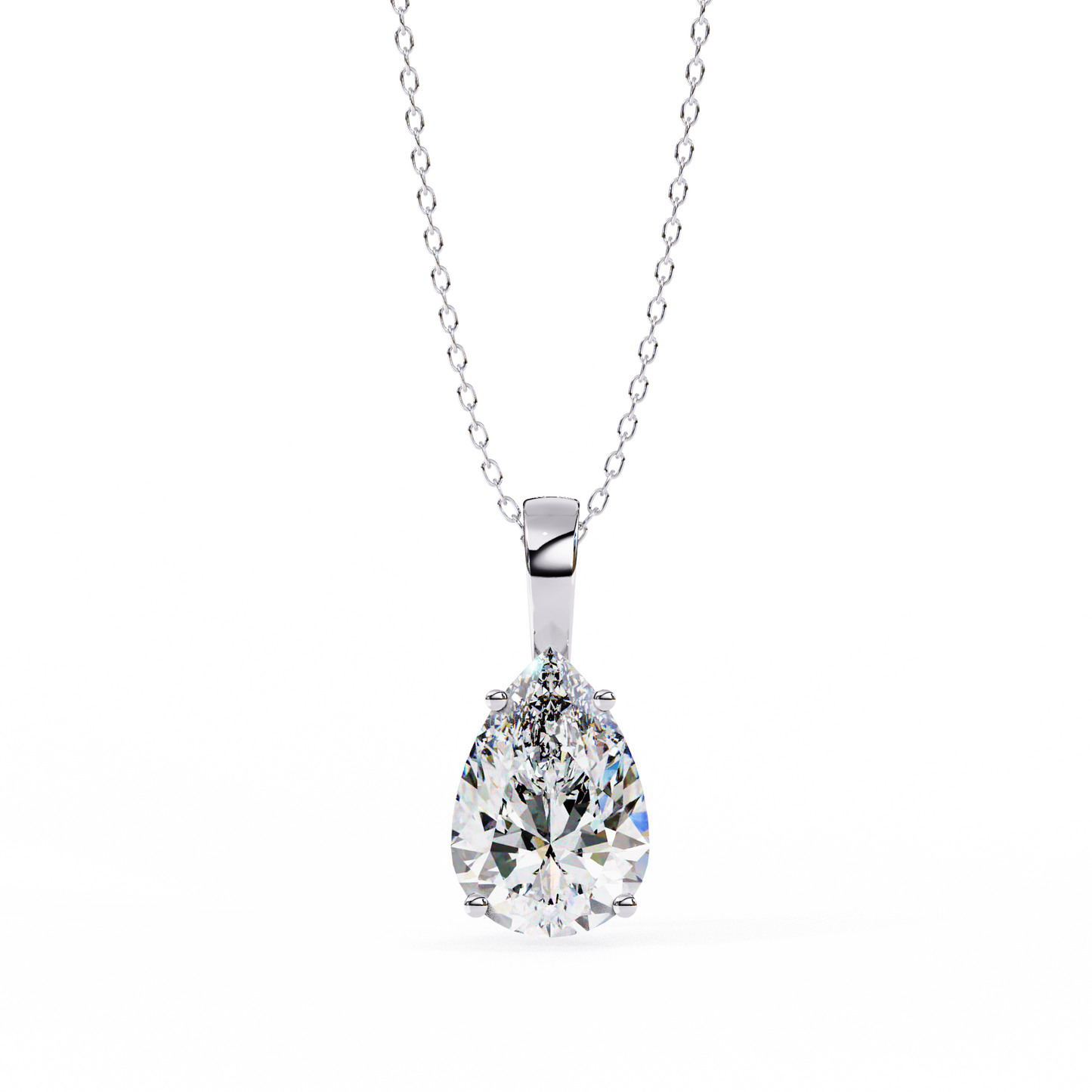 Pear Solitaire Pendant (Without Chain)