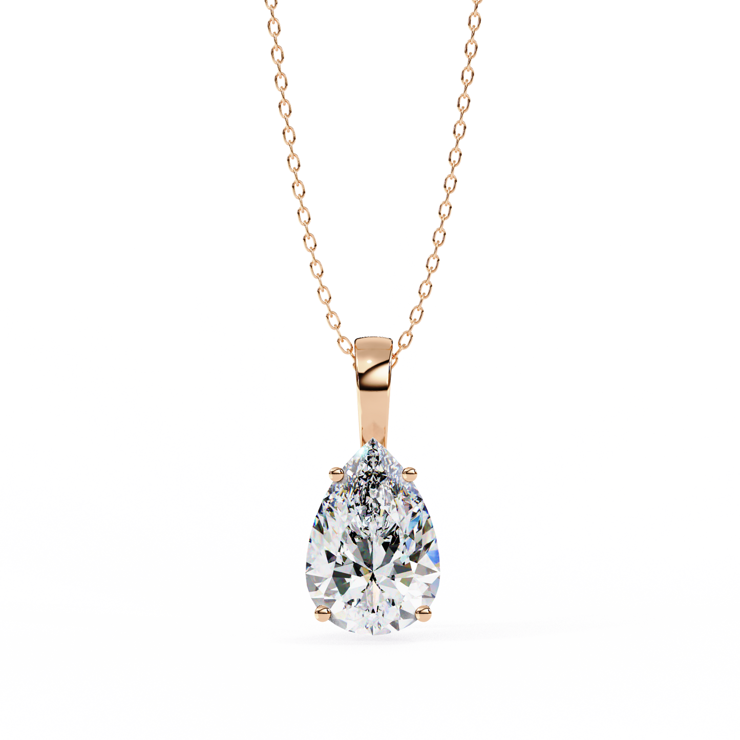 Pear Solitaire Pendant (Without Chain)