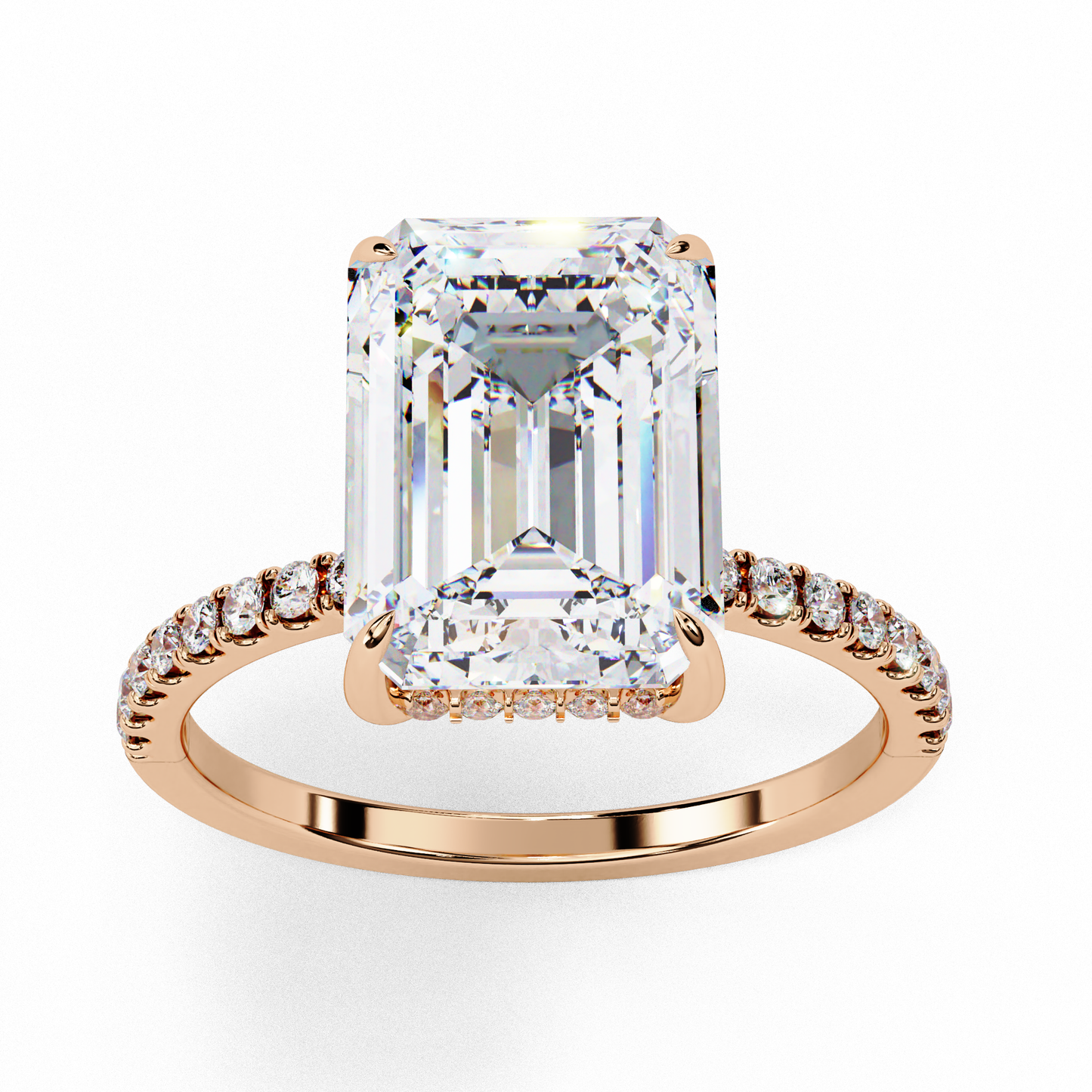 Solitaire Emerald with side diamond