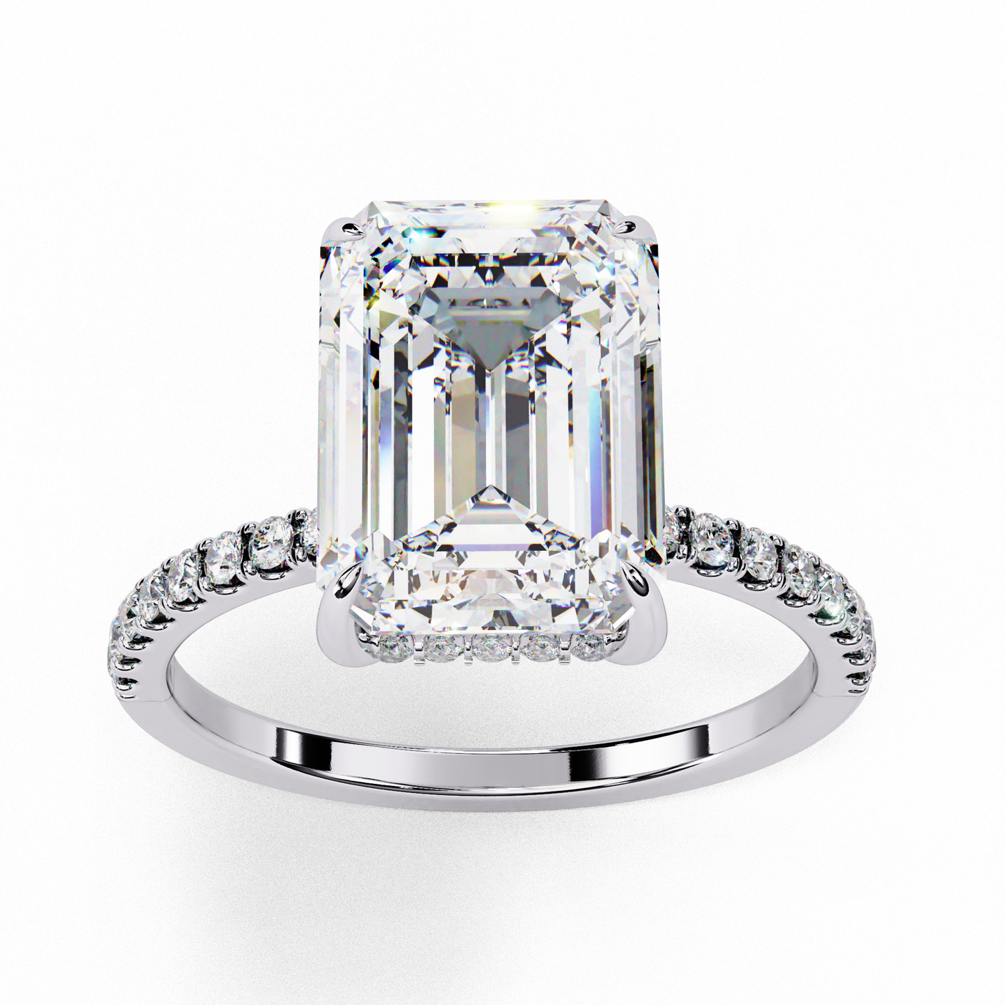 Solitaire Emerald with side diamond