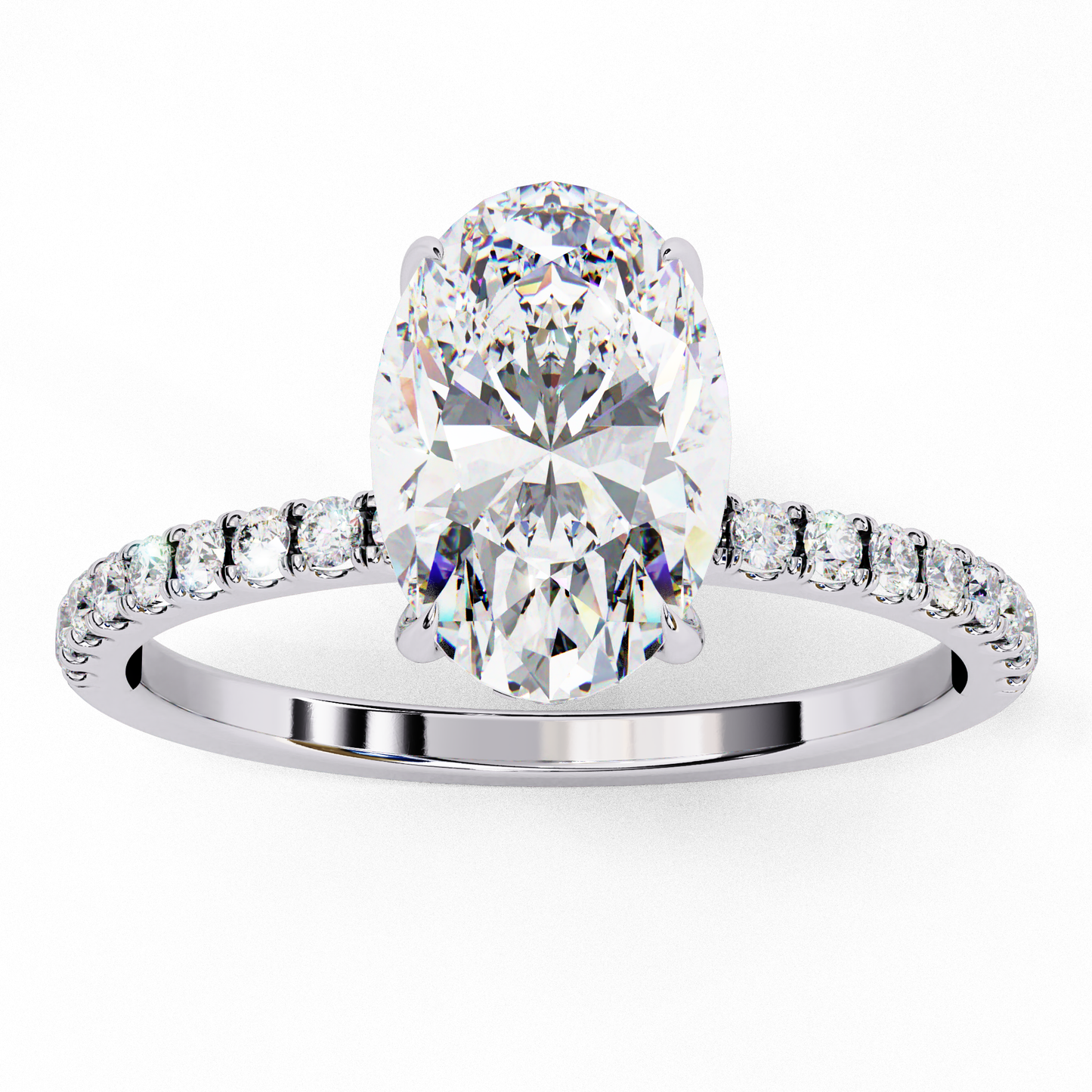 Solitaire Oval with side diamond