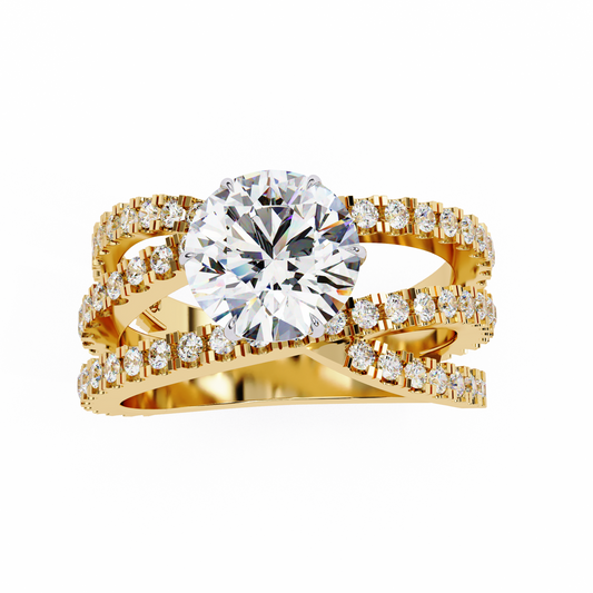 Cross Band Solitaire Ring