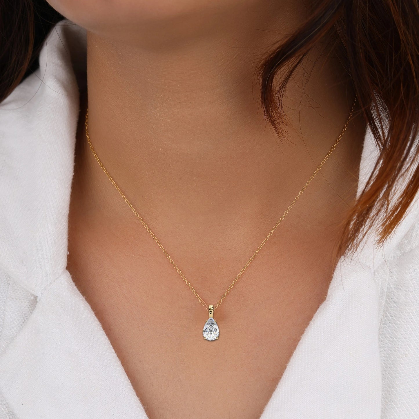 Pear Solitaire Pendant (Without Chain)
