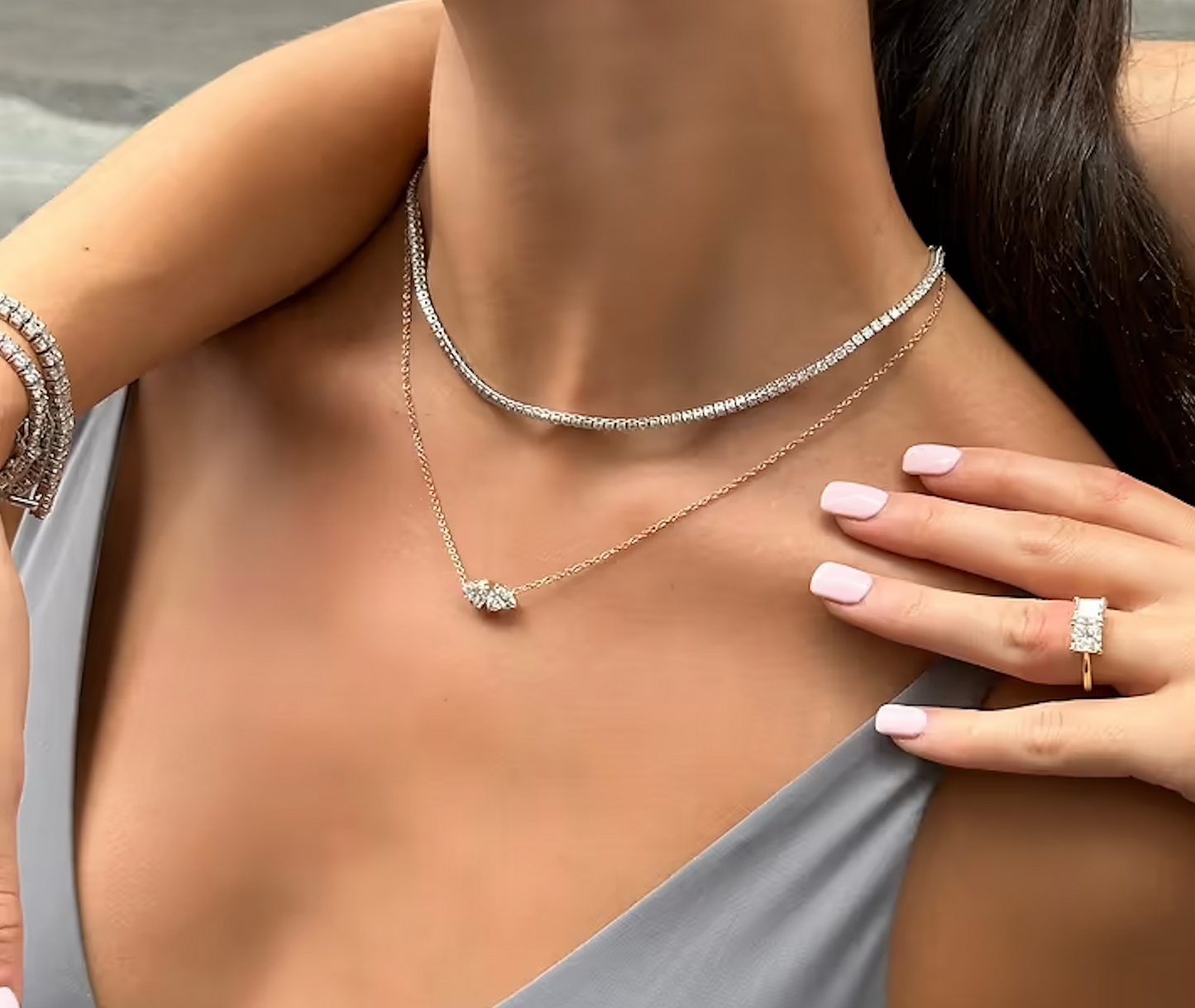 Twin Heart Shaped Pendant With Chain