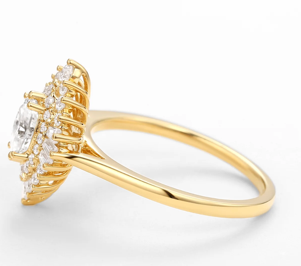 Oval Halo Cluster Ring