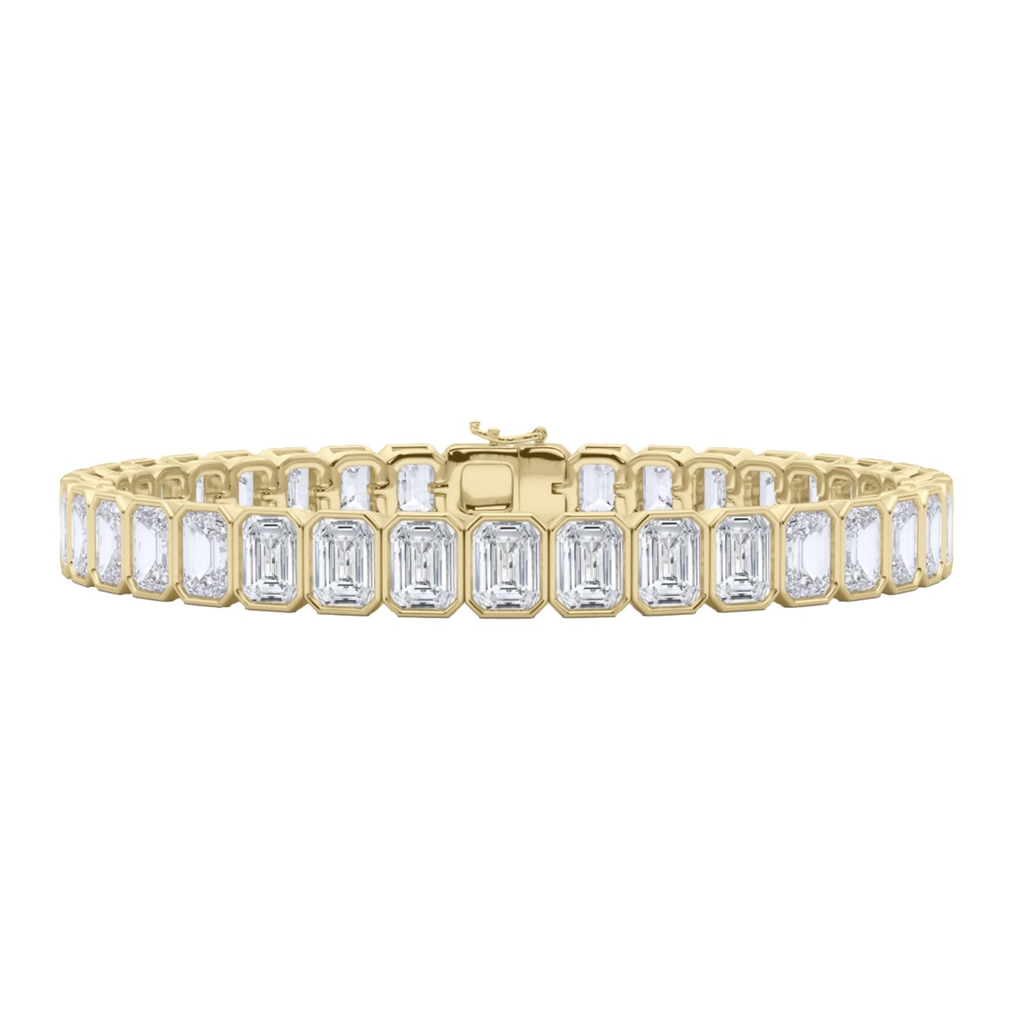 Emerald-Cut Bezel Diamond Tennis Bracelet