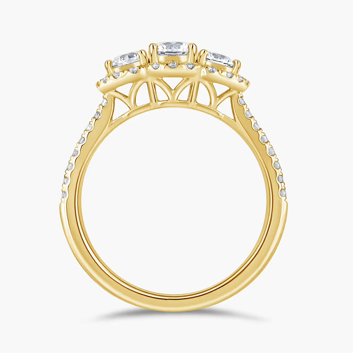 Round 3-Stone Halo Ring