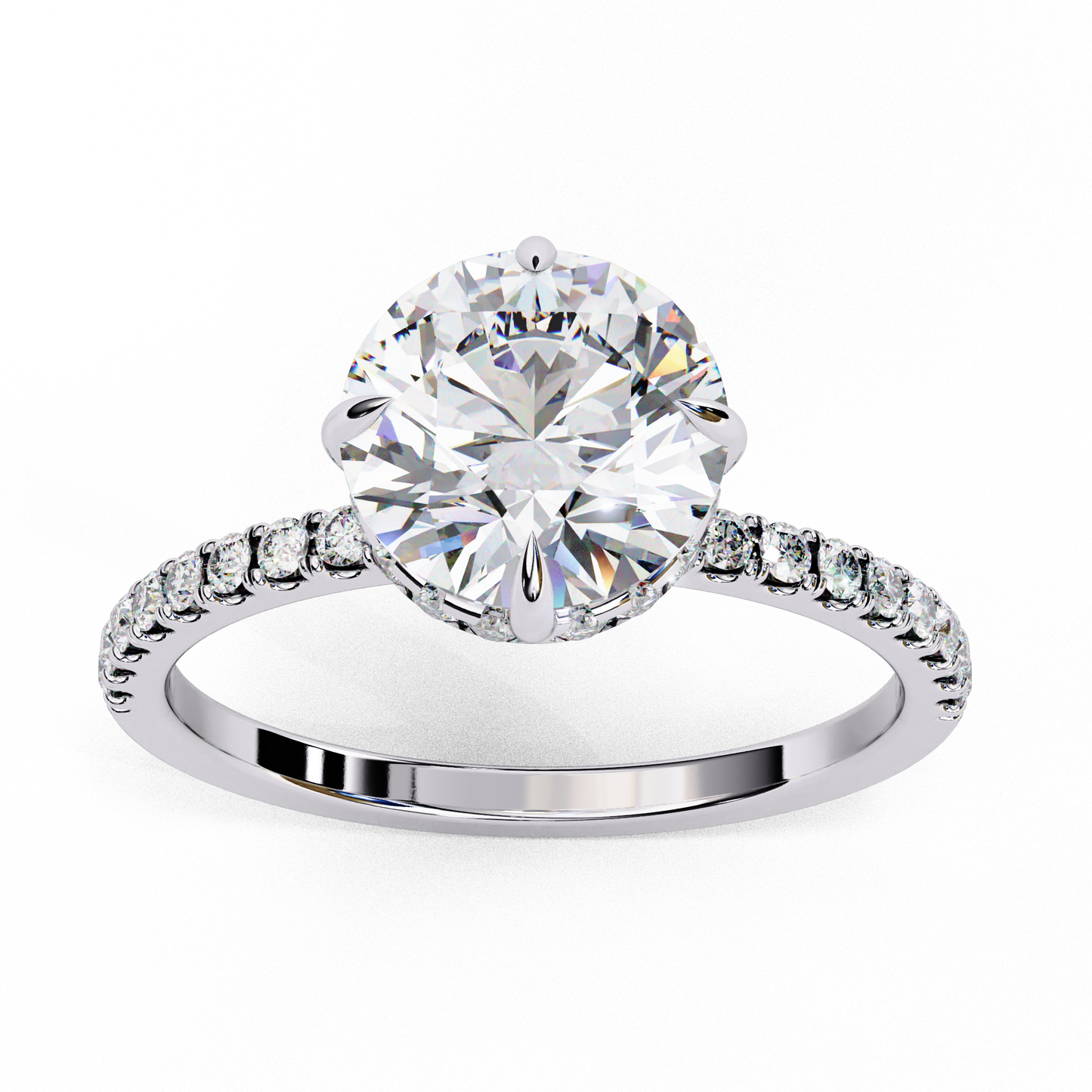 Solitaire Round with side diamond