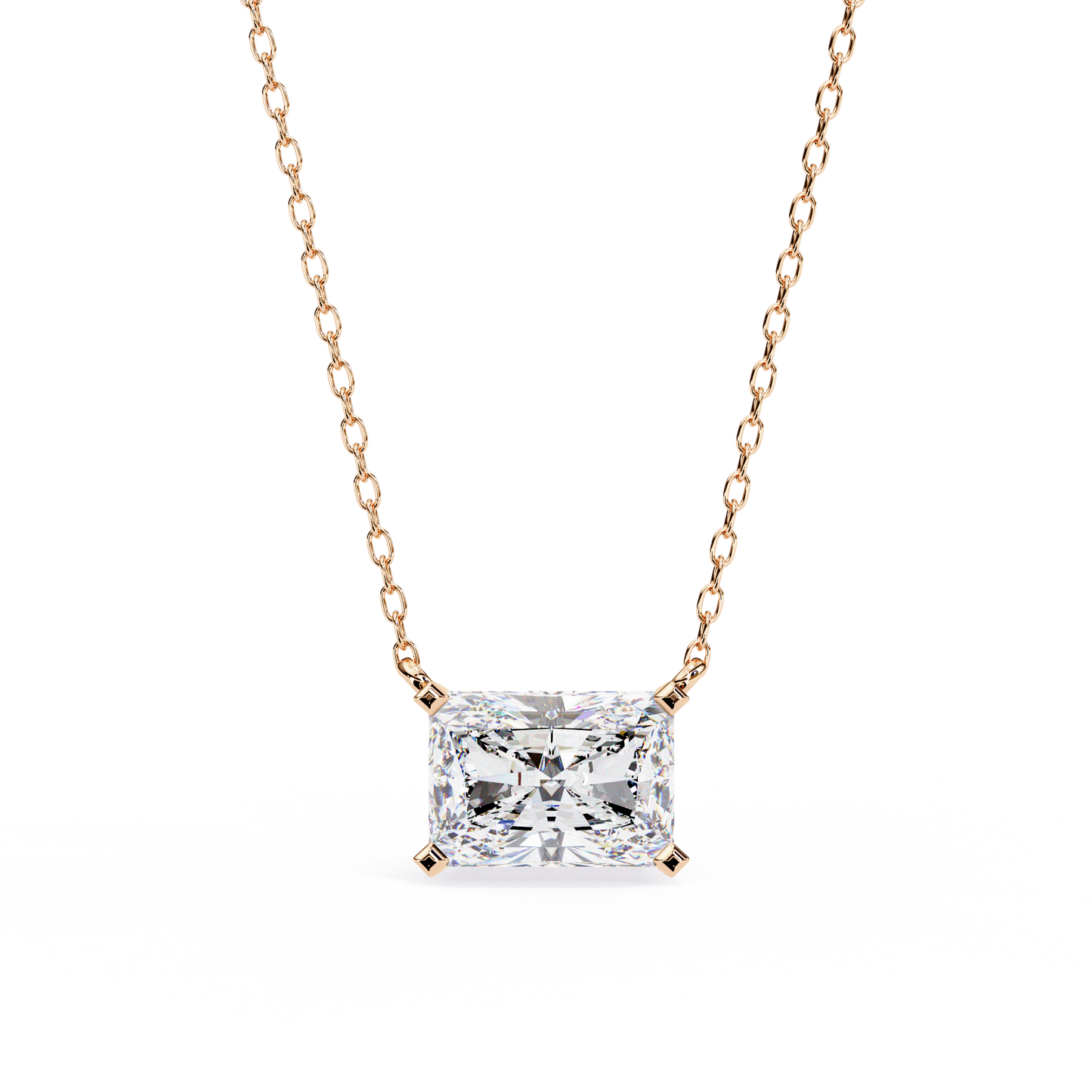 1.00 ct Radiant Solitaire Pendant (With Chain)