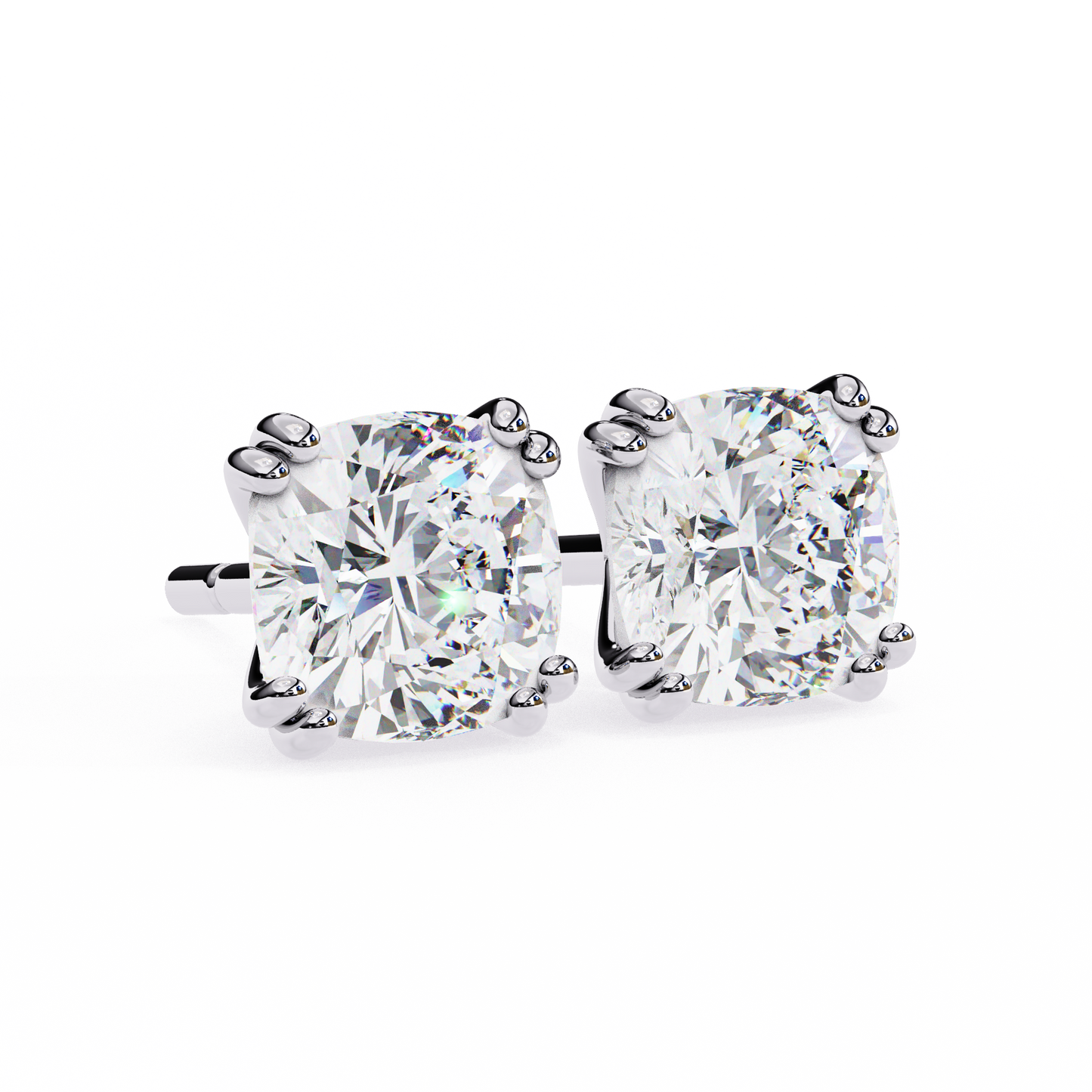 2.00 ct Cushion Solitaire Studs.