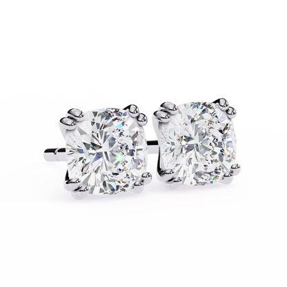 2.00 ct Cushion Solitaire Studs.