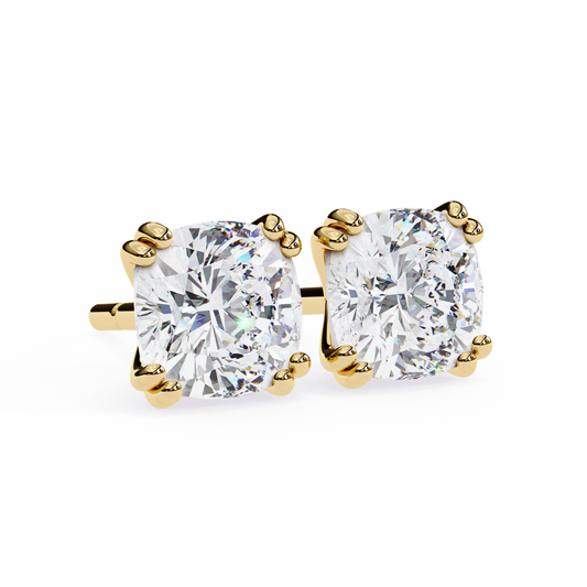 2.00 ct Cushion Solitaire Studs.