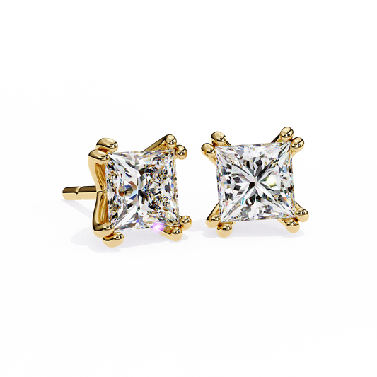 2.00 ct Princess Solitaire Studs.