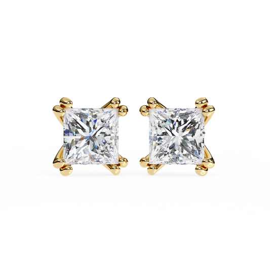 3.00 ct Princess Solitaire Studs.