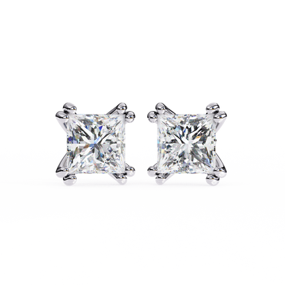 3.00 ct Princess Solitaire Studs.