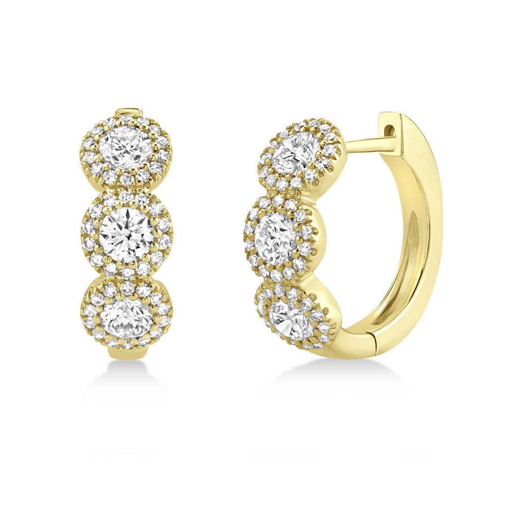 Diamond Halo Style Huggie Earrings