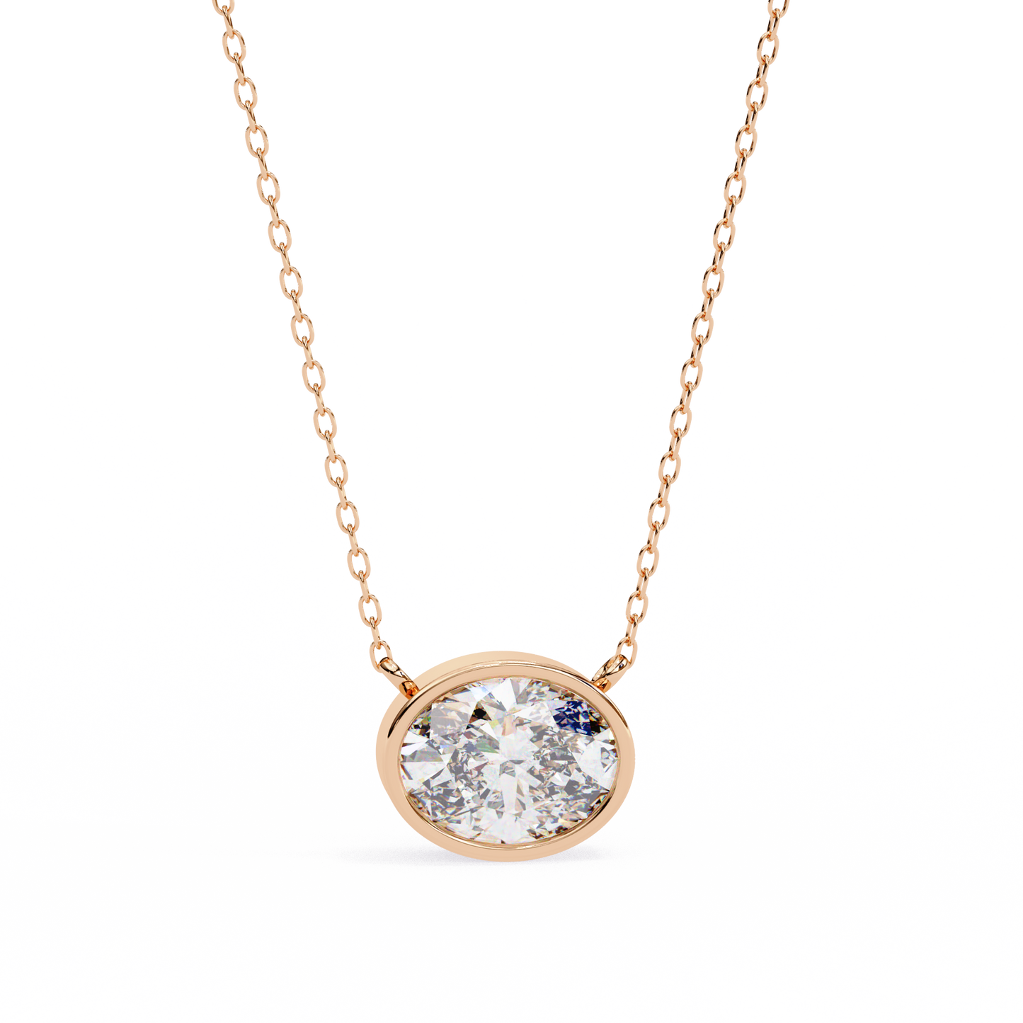 1.00 ct Oval Solitaire Pendant (With Chain)