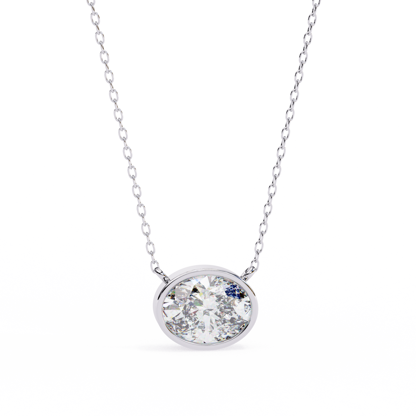 1.00 ct Oval Solitaire Pendant (With Chain)