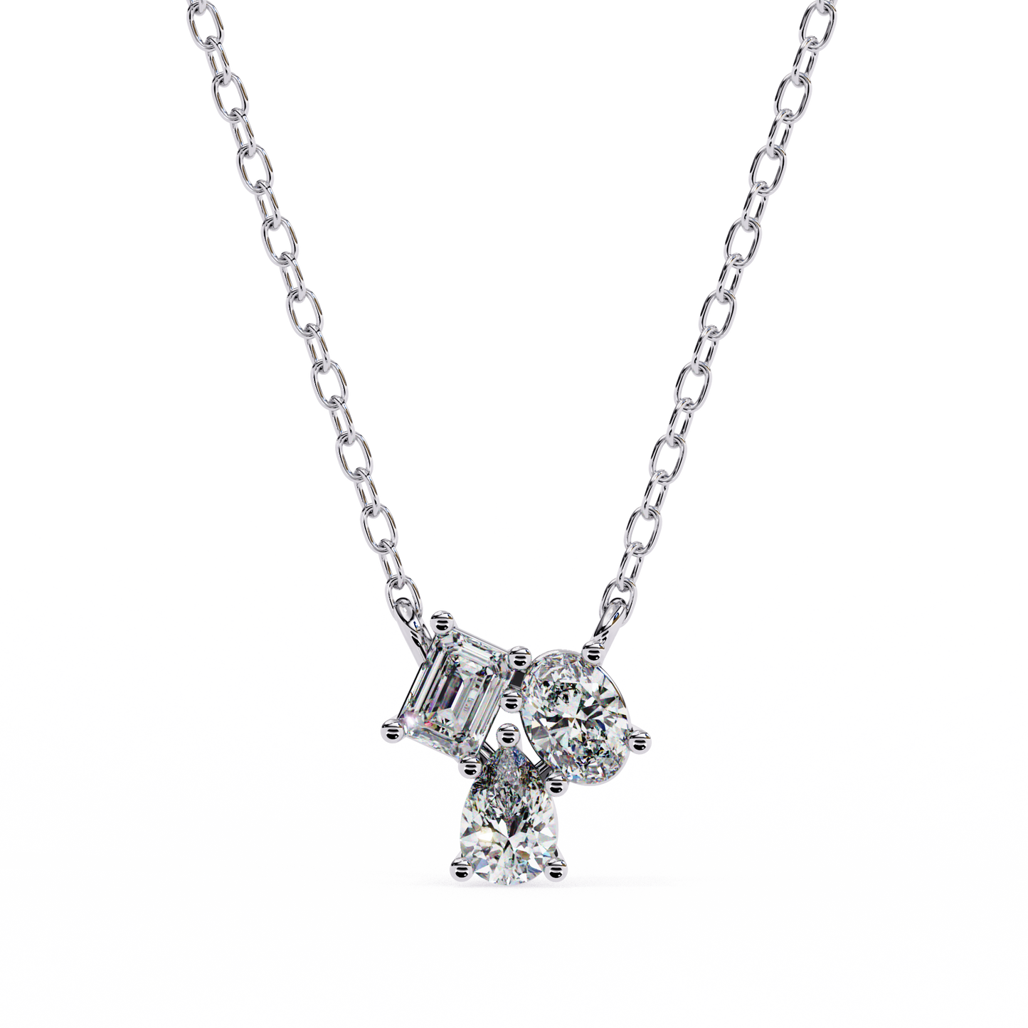 1.00 ct Trio Solitaire Pendant (With Chain)