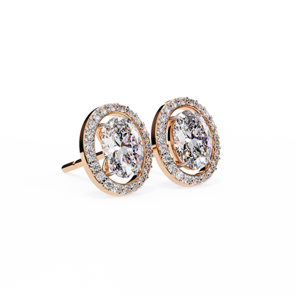 0.50 ct Oval Solitaire Studs with Halo.