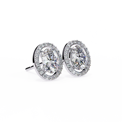 0.50 ct Oval Solitaire Studs with Halo.