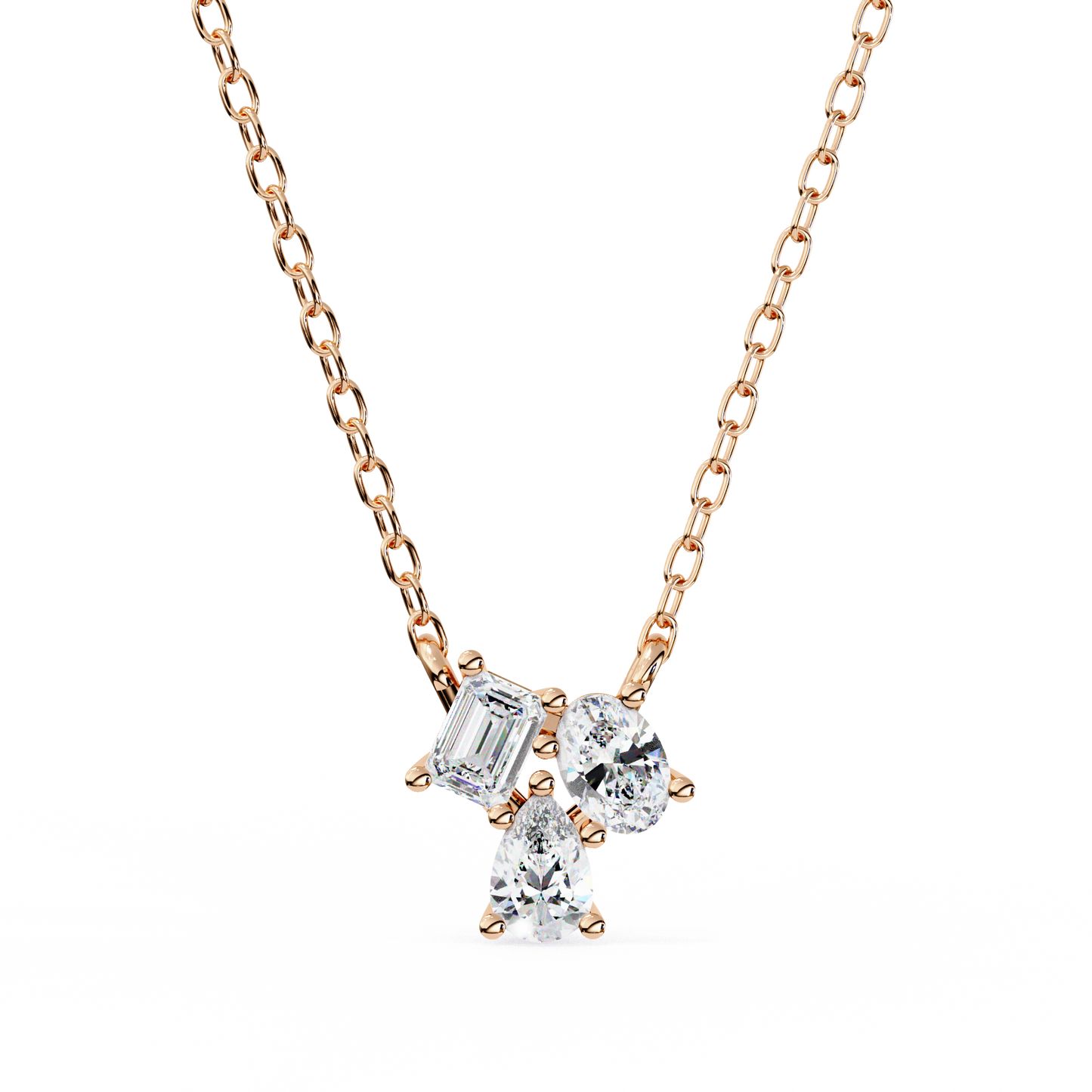 1.00 ct Trio Solitaire Pendant (With Chain)