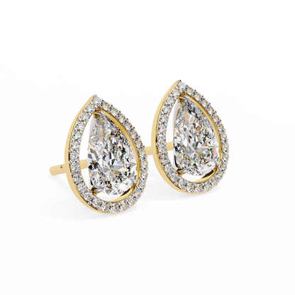 0.50 ct Pear Solitaire Studs with Halo.