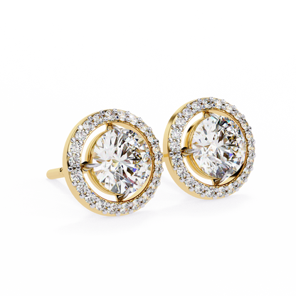 0.50 ct Round Solitaire Studs with Halo.