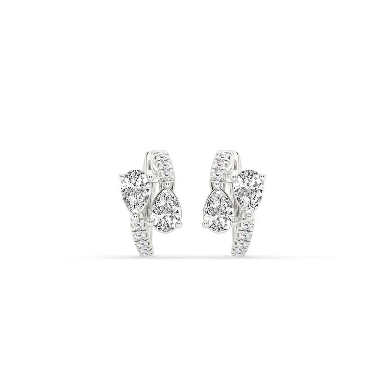 Pear Diamond Hoops Earring.
