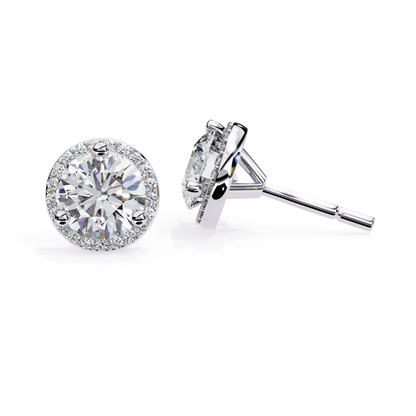 Round Solitaire Studs with Halo