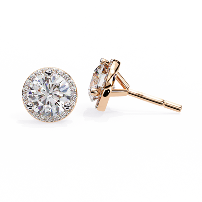 Round Solitaire Studs with Halo