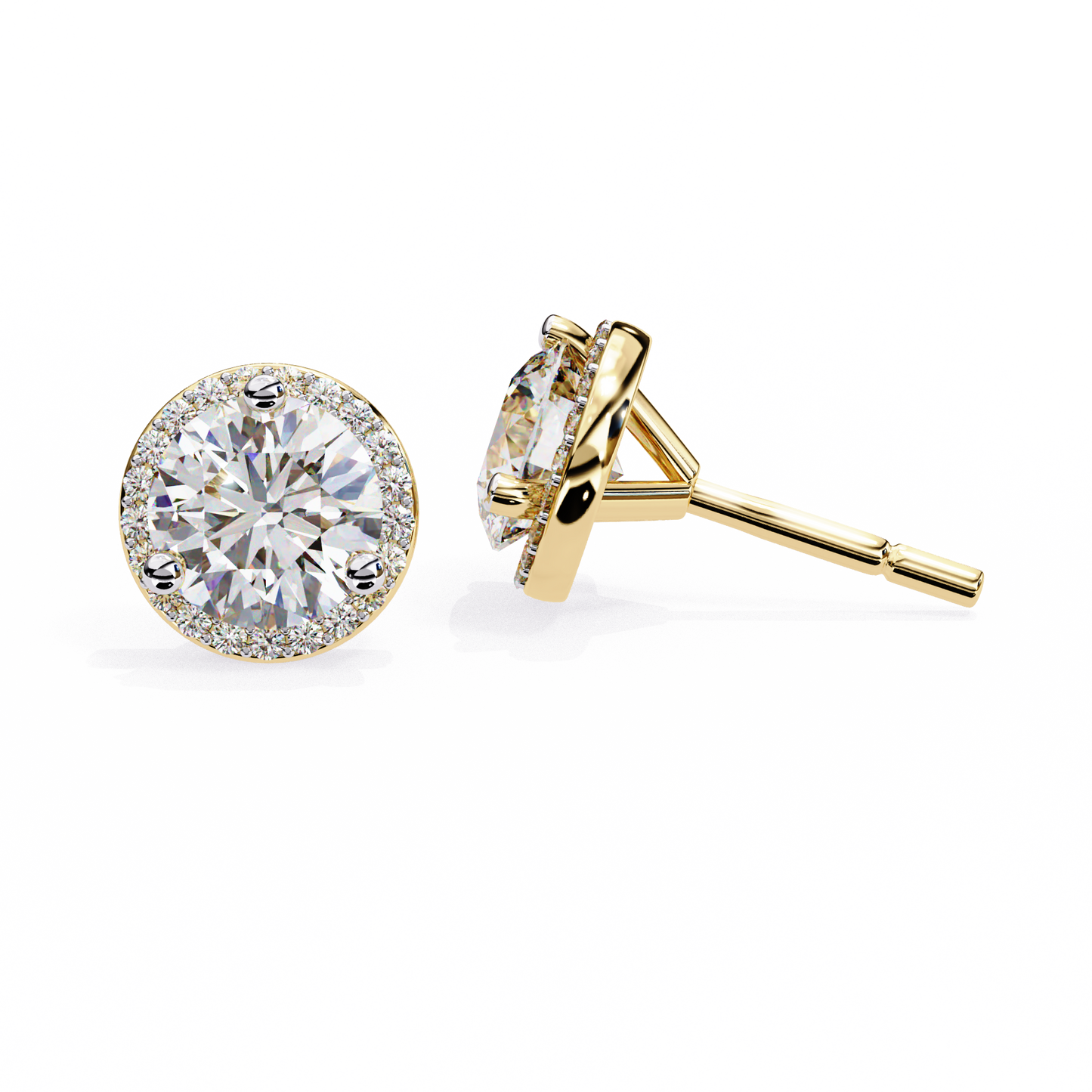 Round Solitaire Studs with Halo