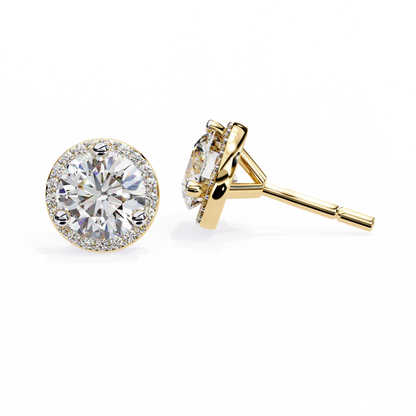 Round Solitaire Studs with Halo