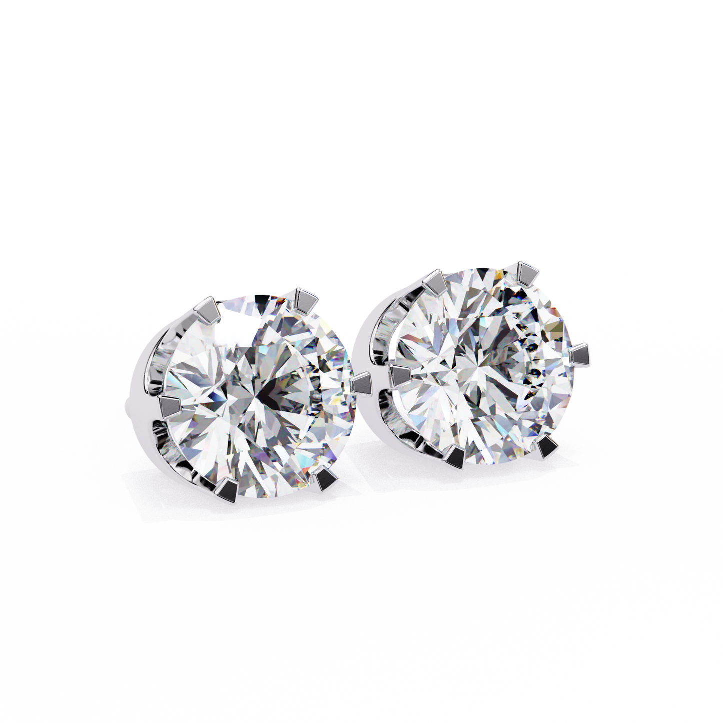 3.00 ct Round Solitaire Studs.