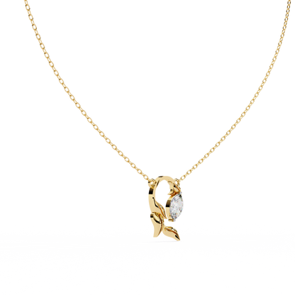 0.50 Leaf and Diamond Pendant (With Chain)