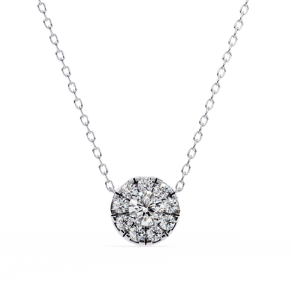 0.50 Round Halo Diamond Pendant (With Chain)