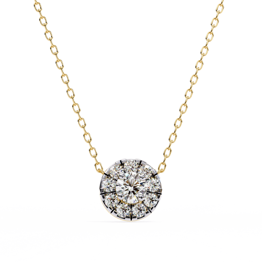 0.50 Round Halo Diamond Pendant (With Chain)