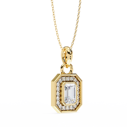 0.50 Emerald Cut Framed Diamond Pendant (Without Chain)