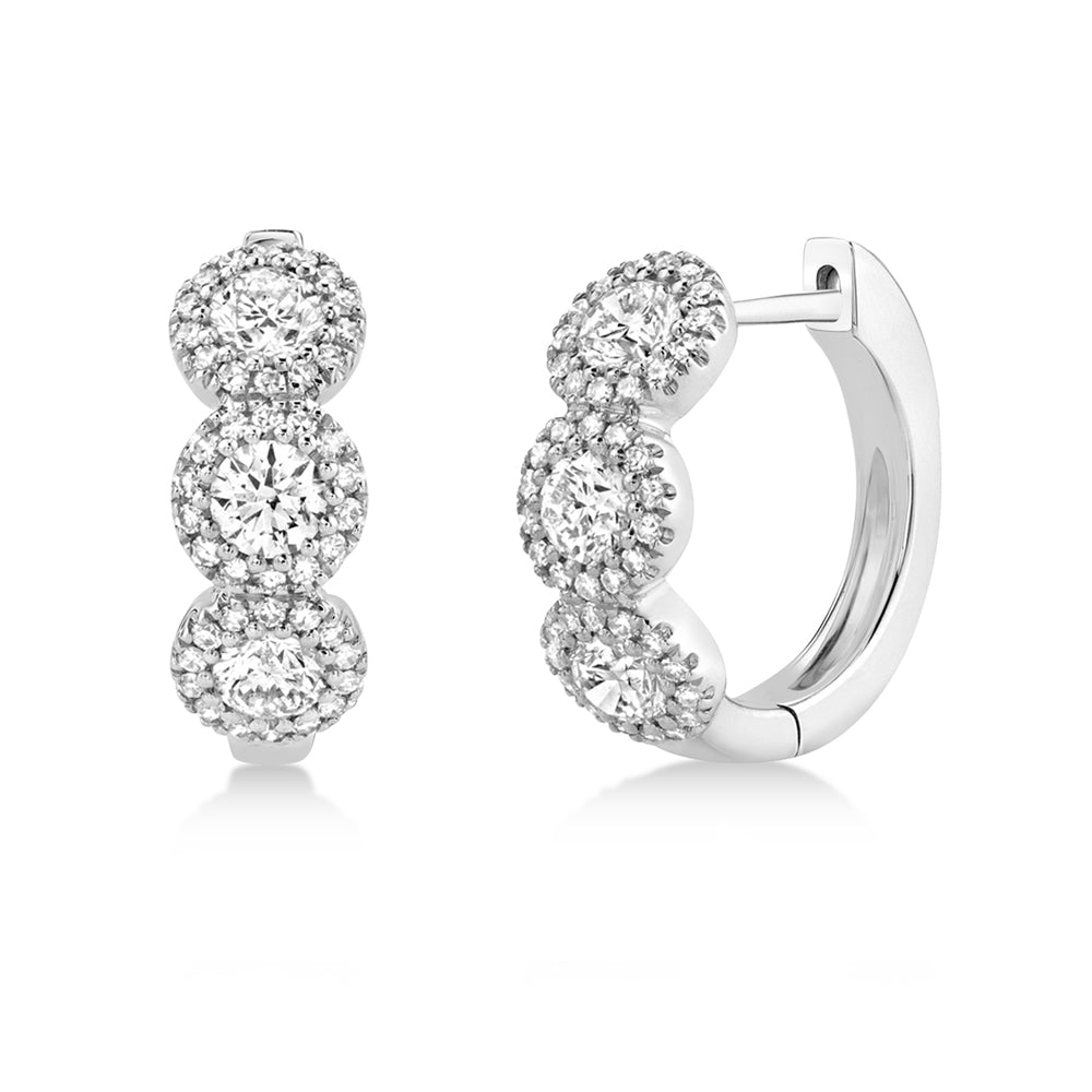 Diamond Halo Style Huggie Earrings