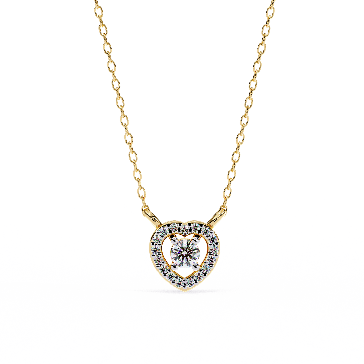 1.00 ct Round Diamond Heart Halo Pendant (With Chain)