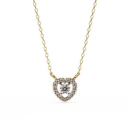 1.00 ct Round Diamond Heart Halo Pendant (With Chain)